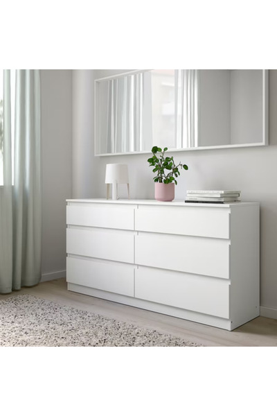 Al Saadah Home خزانة بستة أدراج، بيضاء، 160 × 79 × 48 سم
