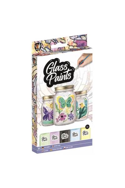 Craft Sensations Σετ χρωμάτων γυαλιού 5 χρωμάτων με πινέλο