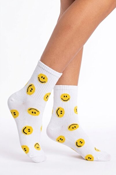 Esinti Κάλτσες από βαμβάκι με θέμα τα χαμογελαστά χαρακτήρια, πολύχρωμες, λευ...