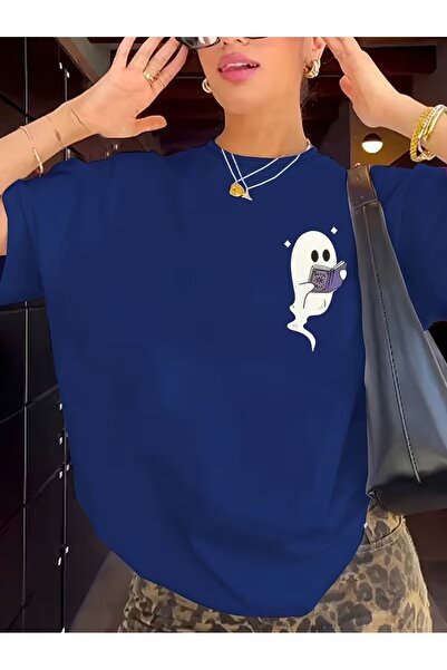 WOODROFFE Γυναικείο χαριτωμένο μπλουζάκι με στάμπα Ghost, oversized, casual