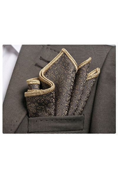 Exve Exclusive Κασκόλ τσέπης με σχέδιο σάλι σε καφέ βιζόν, με μπεζ χειροποίητ...