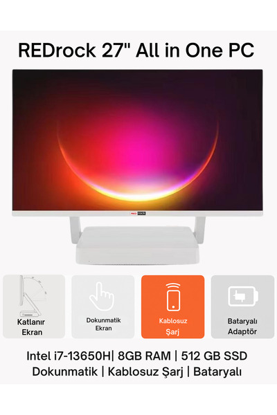 Foldline i7 13650H, 8GB, 512GB, Katlanır 27" Dokunmatik, Bataryalı, KB&MO, All-in-One PC