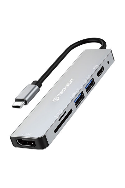 Techsuit Σταθμός Σύνδεσης Turbochargex 6 σε 1 (H5) - USB-C σε 2x USB, USB-C, ...