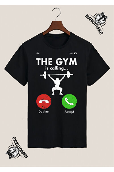 MarkaTurko Gym Special Design Printed Black T-Shirt
