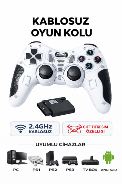 Aırstorr Kablosuz Oyun Kolu 2.4GHz – PC, PS1, PS2, PS3, TV Box ve Android Uyu...