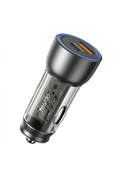 OEM Yesido Y49 Φορτιστής Αυτοκινήτου, 30W, 3A, 1 Θύρα USB-A - 1 Θύρα USB-C, Γκρι