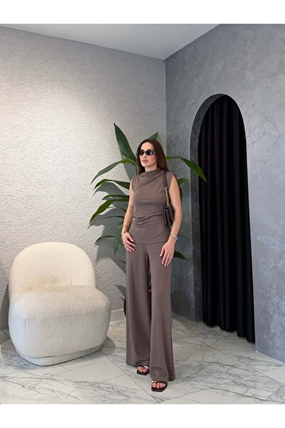 By Merve Darende Drape Detay Bluzlu İkili Modal Takım