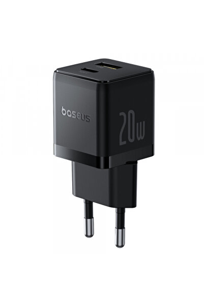 Baseus Προσαρμογέας ρεύματος Palm, 20W, 3A, 1 x USB-A - 1 x USB-C, Μαύρο P101...