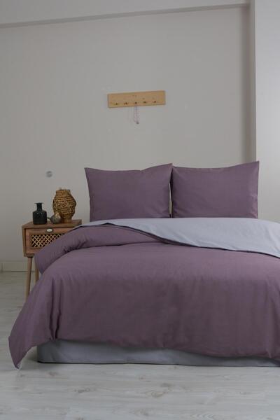 Per Class Μονό Σετ Παπλωματοθήκης Μονόχρωμο Γκρι Δαμασκηνί