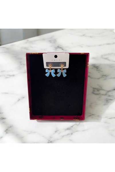 MOJOMIX Blue Small Size Bow Earrings