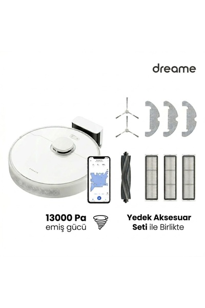 Dreame F10 Premium Robot Süpürge 13.000 Pa Emiş ve Saç Dolaşmayan Kauçuk Fırç...