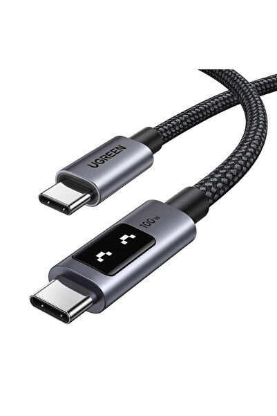 CLICK Cablu de date/incarcare Click, USB-C la USB-C, 5A, 100W, 0.5m, Nailon - Gri Spațial