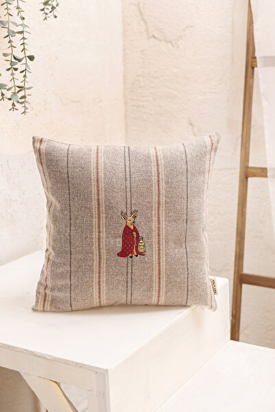 ARTASIX Decorative Throw Pillow-Rustic Lightkeeper Deer Embroidered Decorativ...