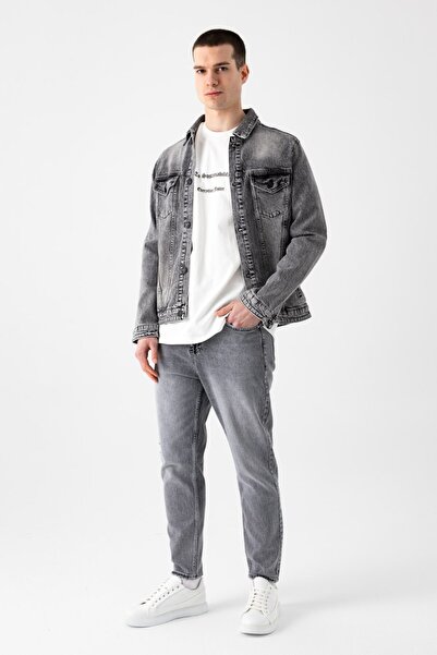 i8 Denim بنطلون جينز مخروطي الشكل مع تفاصيل ممزقة عند الأرجل
