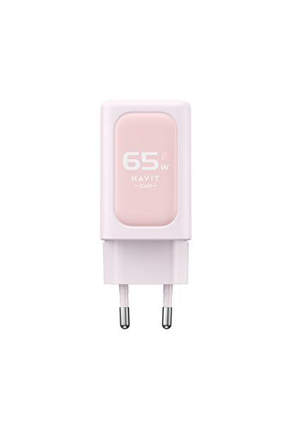 OEM Havit - Φορτιστής τοίχου (Uc260 Eu) - 2x USB-C, USB, 65W - Ροζ