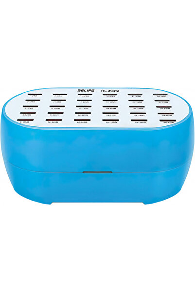 OEM Relife Rl-304M Σταθμός Φόρτισης, 160W, 2.4a, 30 θύρες USB-A, Μπλε