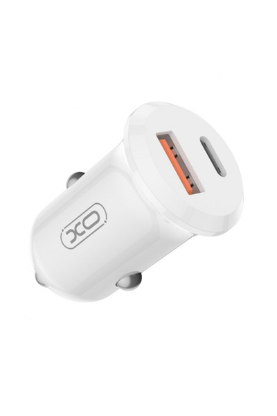 XO Design Incarcator Auto CC69, 30W, 3A, 1 x USB-A - 1 x USB-C, Alb