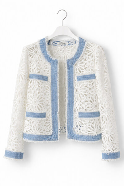 günay boutıque Premium Women's Jacket with Lace & Denim Detailing – Stylish D...