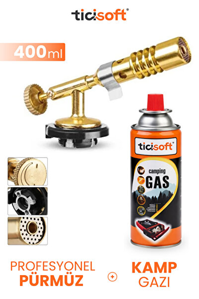 Ticisoft Pürmüz 1300° Gazlı Torch Jet Çakmak Alev Tabancası Pirinç Kaynakçı T...