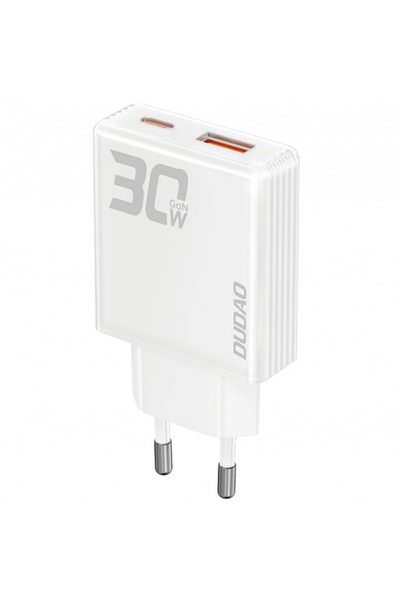 OEM Dudao A30eu Τροφοδοτικό, 30W, 3A, 1 Θύρα USB-A - 1 Θύρα USB-C, Λευκό
