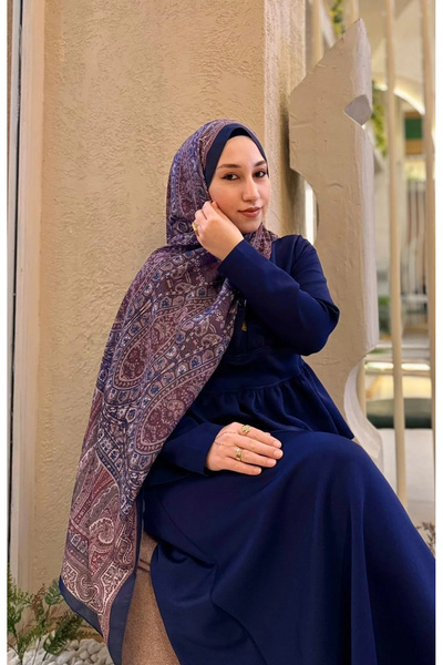 bysoca Γυναικείο καφέ σάλι σε χρώμα Saks Blue Ethnic Paisley με μοτίβο από βα...