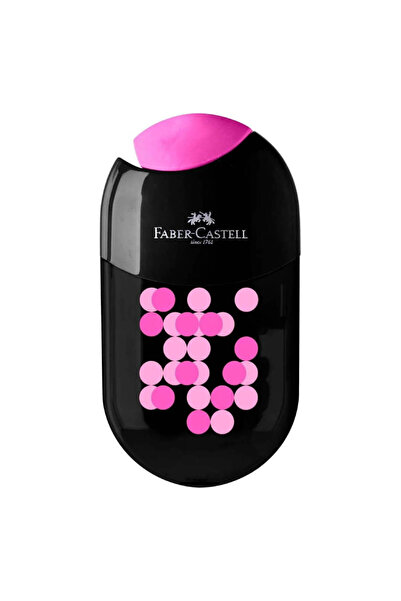 Faber Castell Δίχρωμη 2022 Μαύρη Ξύστρα Μολυβιών Faber-Castell με Γόμα - Ροζ
