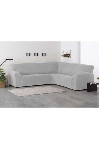 Sofazip Husă colțar tip L cu laterale PatternFit, elastică, culoare gri desch...