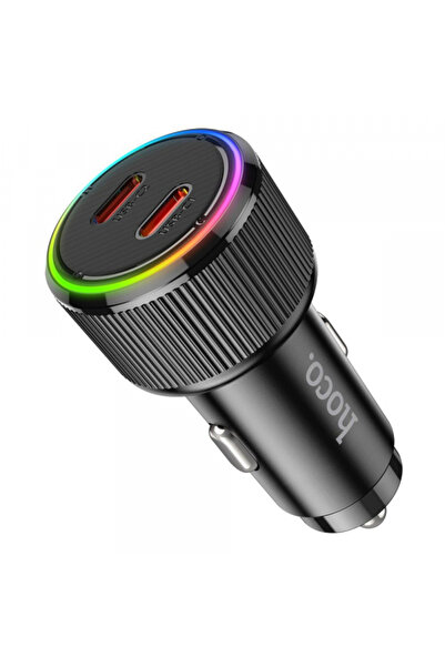 OEM Incarcator Auto HOCO Nz14b, 50W, 3A, 2 X USB-C, Negru
