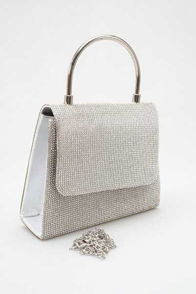 FEMME Τσάντα βραδινού φορέματος σε ασημί χρώμα με πέτρες – Κομψή βραδινή τσάν...
