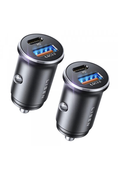 OEM Incarcator Auto Lisen, 51W, 3A, 1 X USB-A - 1 X USB-C, Set 2 Bucati, Negr...