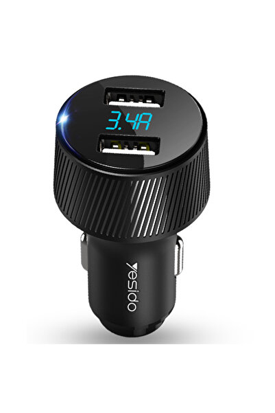 OEM Yesido - Car Charger (Y31) - 2x USB, LED Display, QC 3.0, 18W, 3A - Black