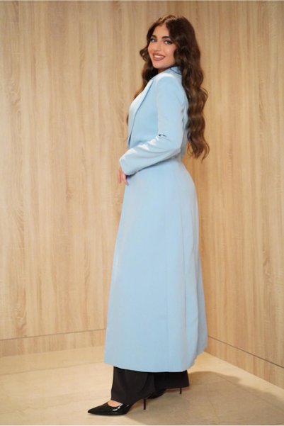Opera Fashion جاكيت طويل أزرق بتصميم بليزر أنيق