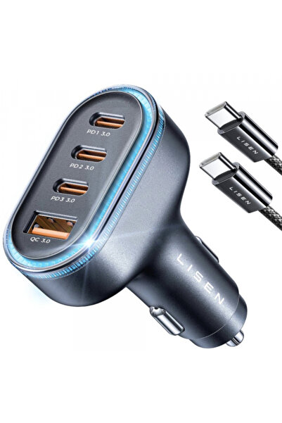 OEM Lisen Φορτιστής Αυτοκινήτου με Καλώδιο USB-C, 101W, 3.25A ​ ​ 1 X USB-A -...