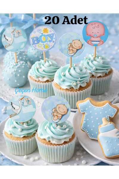 ÇEÇEN HOME (20 Adet) Erkek Bebek Doğum Günü/Baby Shower / Mevlüt Kürdan Seti,...