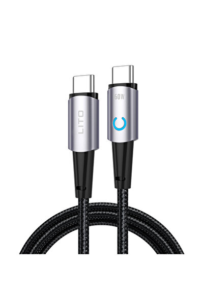 Lito - Data Cable (Ld10cc) - USB-C To USB-C, Fast Charging, 60W, With LED Lig...