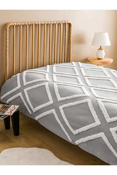 LC Waikiki LCW HOME Gri Nakışlı Tek Kişilik Yatak Örtüsü 130x170 Cm