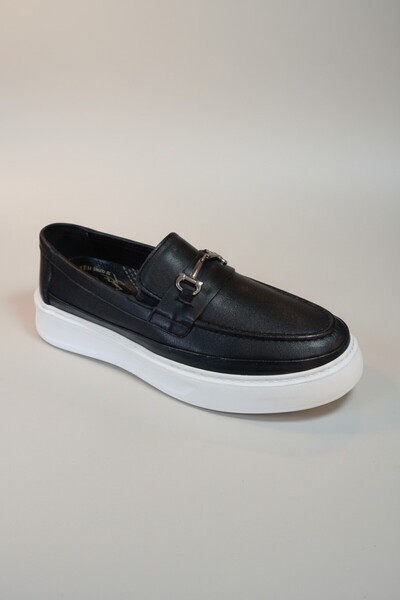Modayak Ata M570 Black Poly White Sole Buckle Genuine Leather Daily Men's Shoes