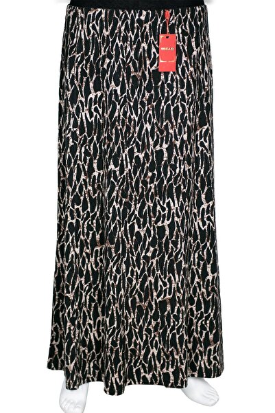 HESNA Γυναικεία Betül 8 τεμαχίων ελαστική μαύρη φούστα χωρίς επένδυση με σχέδ...