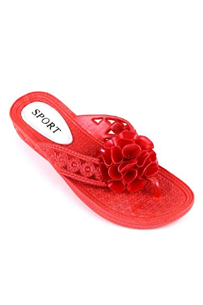 mm Women's slippers, flip-flops, with flower decoration LB-A52-RED