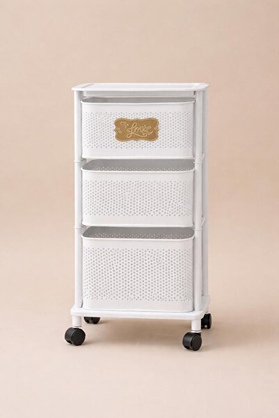 MİS KİTCHEN 3 Katlı Metal Patates Soğan Kovası Sebzelik Düzenleyici Beyaz Renk