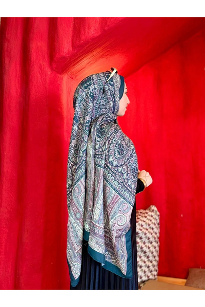 bysoca Γυναικείο σάλι χιτζάμπ με πετρελαιοπράσινο σχέδιο, έθνικ Paisley, με μ...