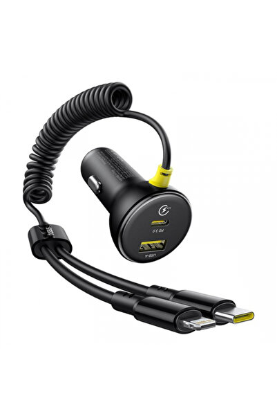 Baseus Φορτιστής αυτοκινήτου με κυκλικό καλώδιο USB-C / Lightning, 60W, 3A, 1...