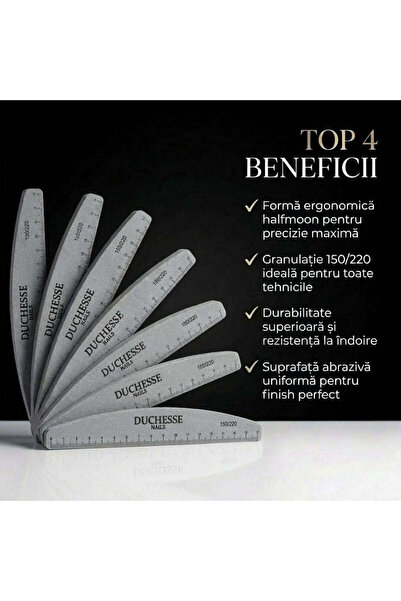 Duchesse Nails Σετ 20 Επαγγελματικών Λίμων Νυχιών, Ημισεληνοειδείς, Κοκκομετρ...