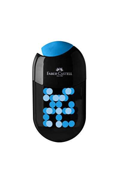 Faber Castell Δίχρωμη 2022 Μαύρη Ξύστρα Μολυβιών Faber-Castell με Γόμα - Μπλε