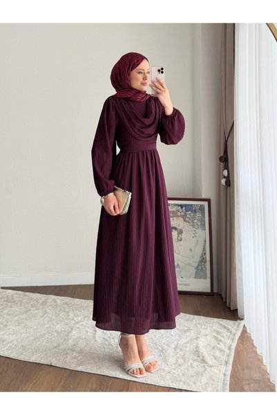 RFK Butik Women's Twing Flounce New Season Dress - Plum