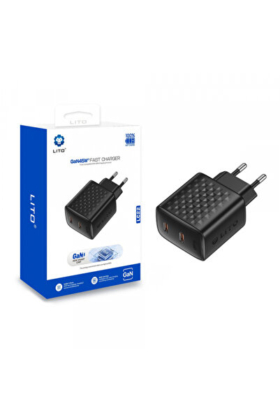 Lito Lc22 Φορτιστής ρεύματος, 45W, 3A, 2 X USB-C, Μαύρο