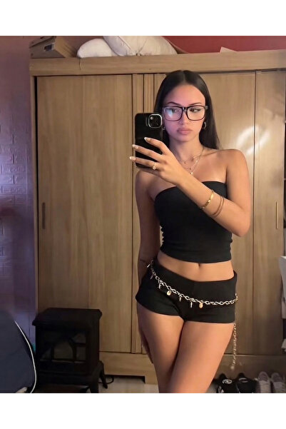 Toum Μαύρο στράπλες κροπ τοπ " (Night Black Strapless Crop Top) -  "Night " a...