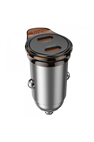 OEM HOCO Nz16b Φορτιστής Αυτοκινήτου, 45W, 3A, 2 X USB-C, Γκρι