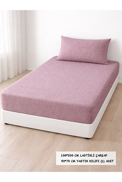 GOLDRİSE Σετ Ελαστικών Σεντονιών Μονόκλινου Κρεβατιού Απλό Σχέδιο 100*200 ΡΟΖ