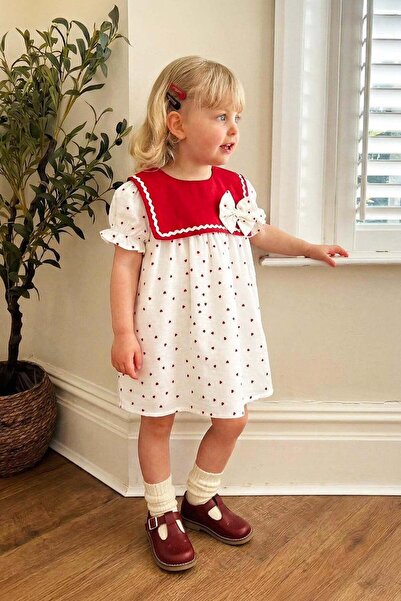 Monila Κοριτσίστικο βαμβακερό φόρεμα μουσελίνας με σχέδιο κόκκινης καρδιάς κα...